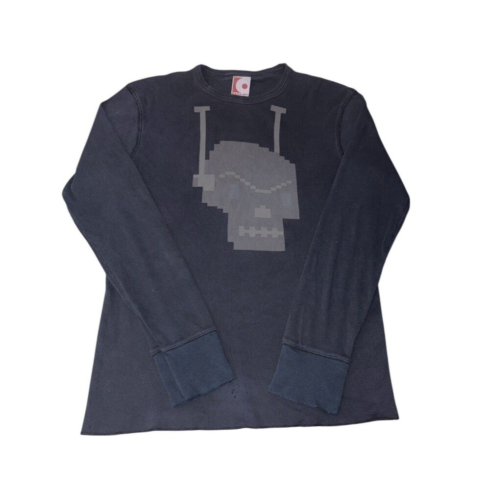 GAMA-GO Vintage Shirt Men’s XS Long Sleeve Skater Death Bot Y2K Black Grunge